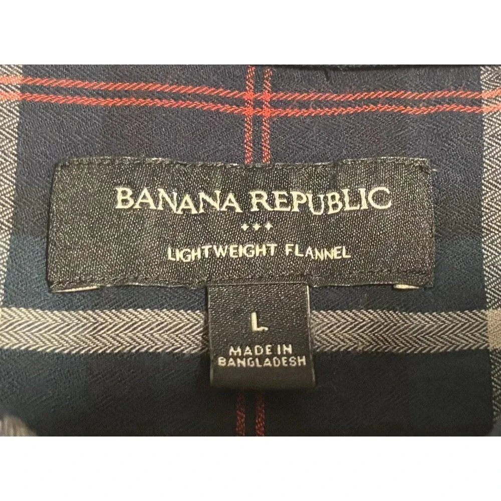 BANANA REPUBLIC cotton lightweight‎ flannel shirt multi plaid mens large L